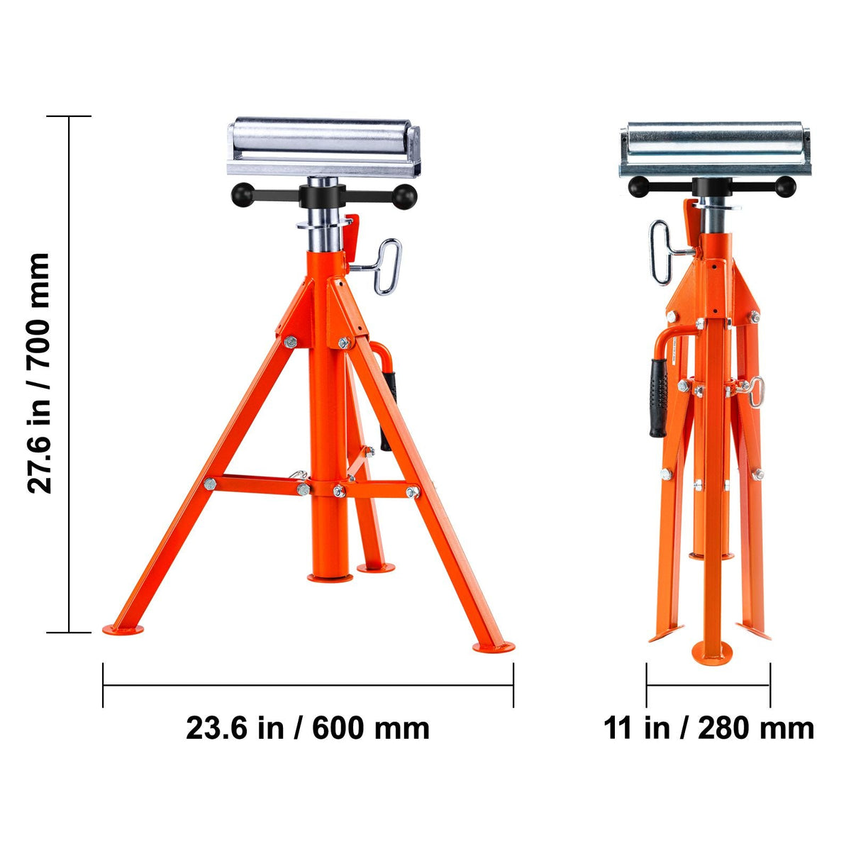 Roller Stand, Heavy Duty 2500 LBS Load Capacity, 27.6"-52" Height Adjustable, 45# Steel Folding Roller Support Stand for Pipes, Wooden Boards