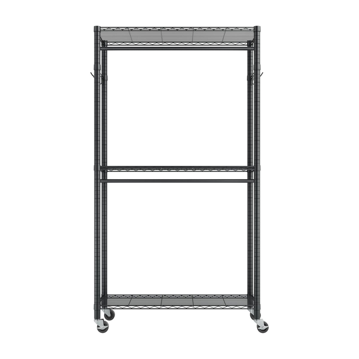 Rolling Clothes Rack, Heavy Duty Clothing Garment Rack, 3 Adjustable Tiers Clothing Racks with Carbon Steel, 450 lbs Load Capacity Closet Wardrobe for Bedroom, Clothing Store, Hallway