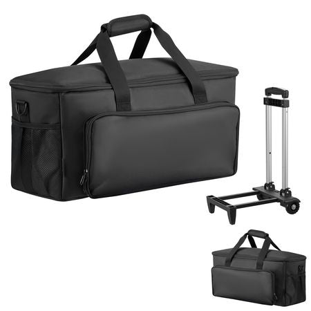 Rolling DJ Cable Bag, 1680D, Padded File Gig Bag with Wheels, 6 Detachable Divider, Travel Storage Music Gear Case, for Professional DJ Gear, Musical Instrument and Accessories, Sound Equipment