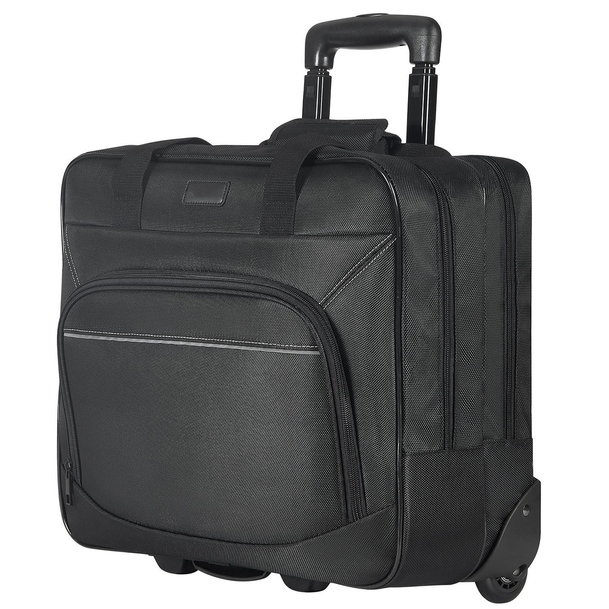 Rolling Laptop Bag, Fits Up to 15.6 Inch Laptop, Wheeled Briefcase, Roller Computer Tote Bag with Wheels & Telescoping Handle, Laptop Case for Work Travel Business Office, Women & Men (Black)