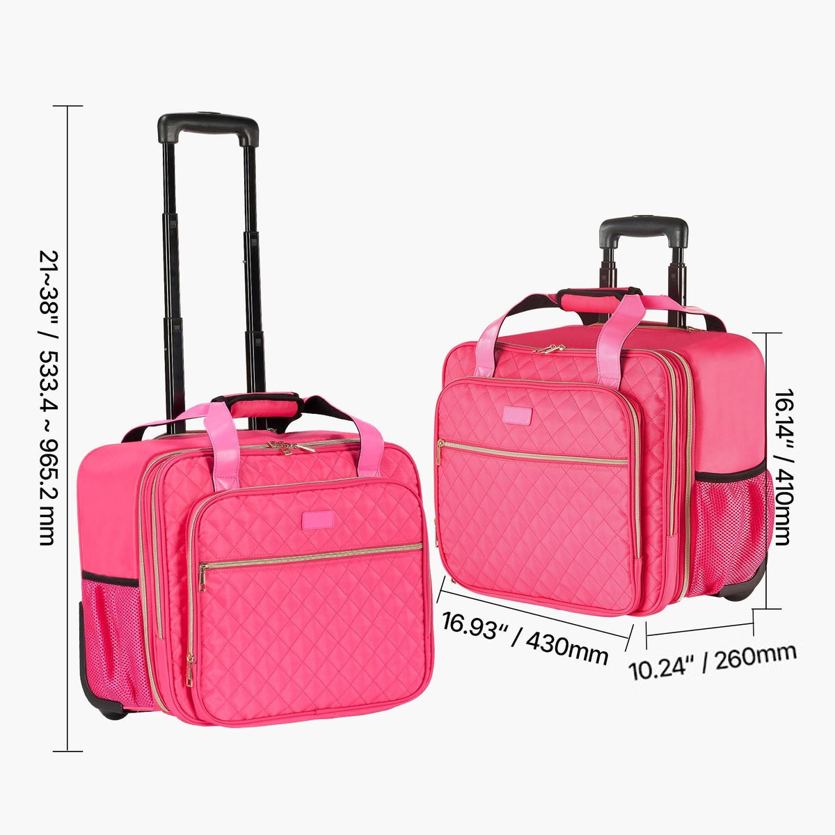Rolling Laptop Bag, Fits Up to 17.3 Inch Laptop, Wheeled Briefcase, Roller Computer Tote Bag with 2 Fixed Wheels & Telescoping Handle, Laptop Case for Work Travel Business Office, Red