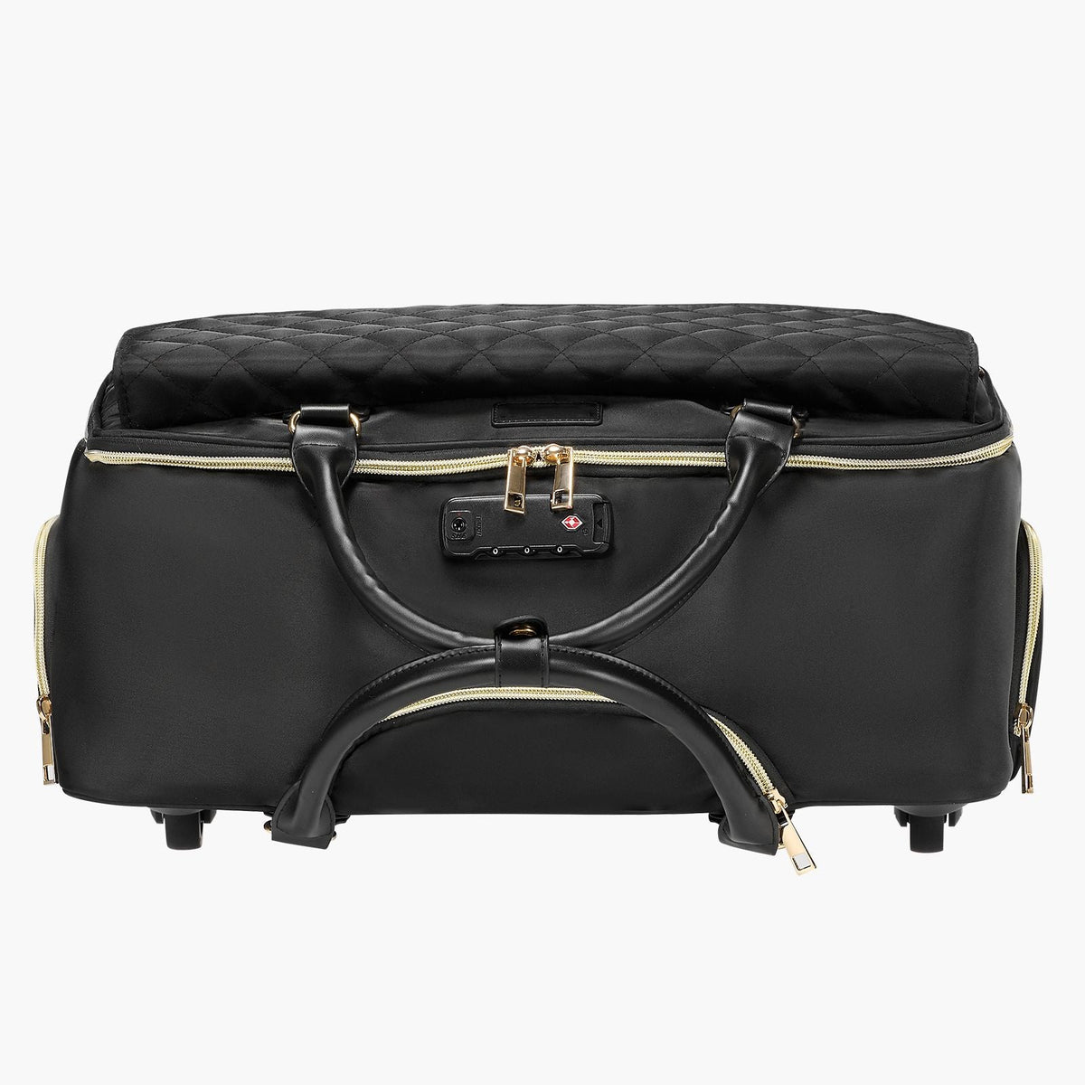Rolling Laptop Bag, Fits Up to 17.3 Inch Laptop, Wheeled Briefcase, Roller Computer Tote Bag with 4 Spinner Wheels & TSA Lock, Laptop Case for Work Travel Business, Women & Men (Black Gold)