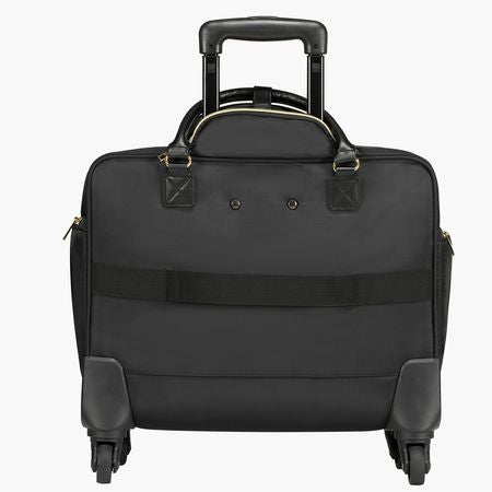 Rolling Laptop Bag, Fits Up to 17.3 Inch Laptop, Wheeled Briefcase, Roller Computer Tote Bag with 4 Spinner Wheels & TSA Lock, Laptop Case for Work Travel Business, Women & Men (Black Gold)