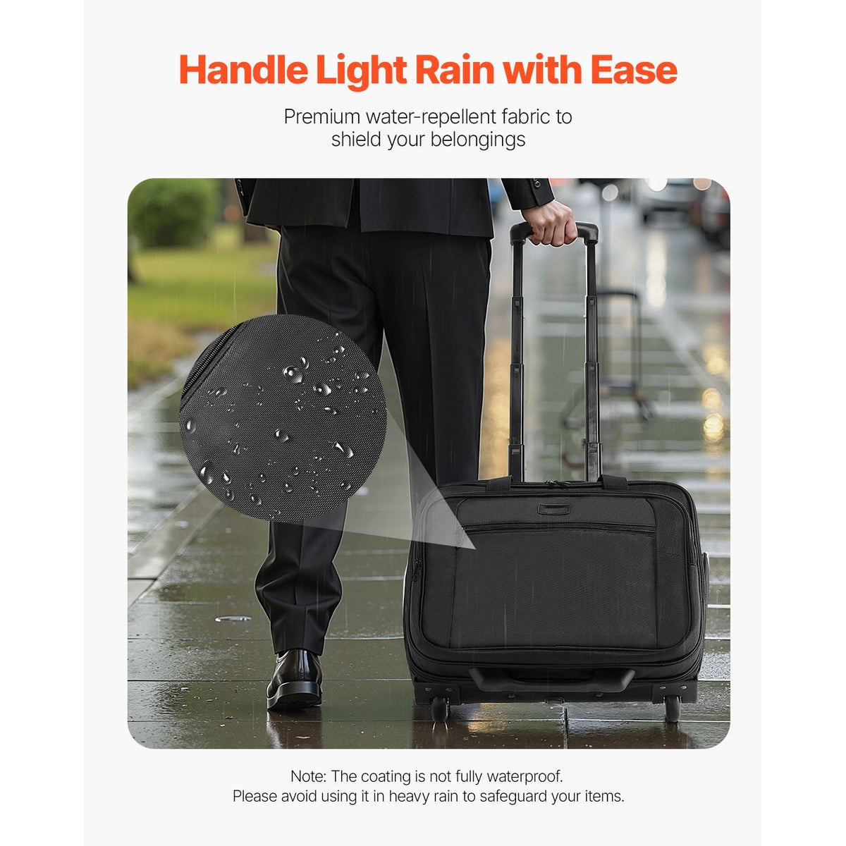 Rolling Laptop Bag, Fits Up to 17.3 Inch Laptop, Wheeled Briefcase, Roller Computer Tote Bag with Wheels & Telescoping Handle, Laptop Case for Work Travel Business Office, Women & Men (Black)