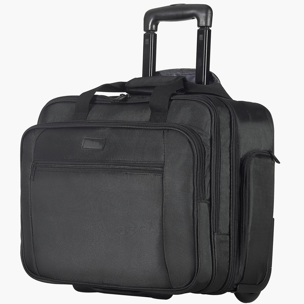 Rolling Laptop Bag, Fits Up to 17.3 Inch Laptop, Wheeled Briefcase, Roller Computer Tote Bag with Wheels & Telescoping Handle, Laptop Case for Work Travel Business Office, Women & Men (Black)