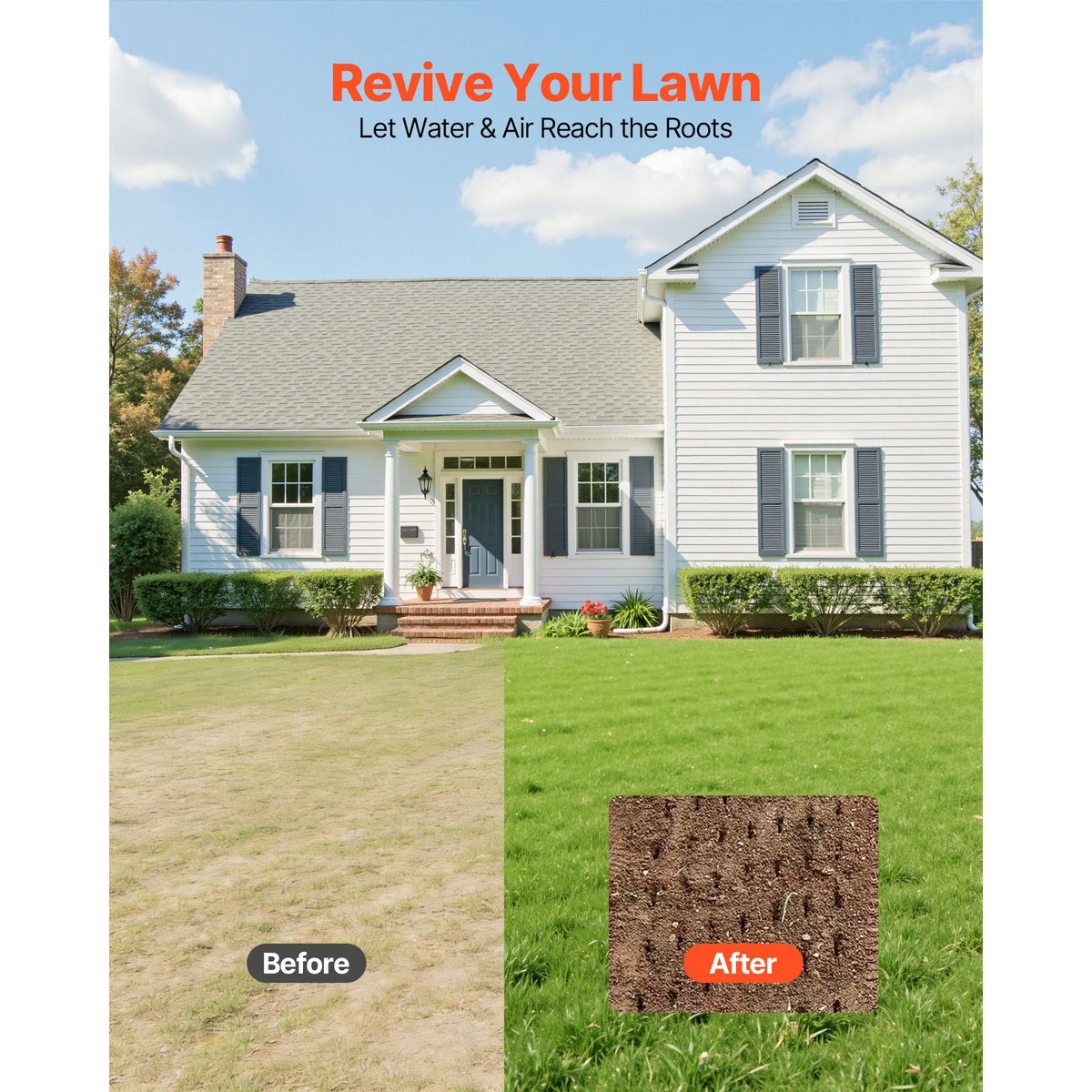 Rolling Lawn Aerator, 15 in Manual Push Aerator Roller with 42 Spikes & 60 in Long Handle, Fillable Drum for Added Weight, Heavy-Duty Lawn Soil Penetrator for Garden Yard Compacted Soils