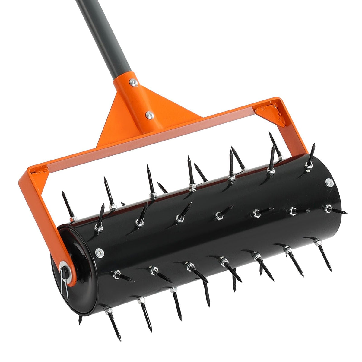 Rolling Lawn Aerator, 15 in Manual Push Aerator Roller with 42 Spikes & 60 in Long Handle, Fillable Drum for Added Weight, Heavy-Duty Lawn Soil Penetrator for Garden Yard Compacted Soils