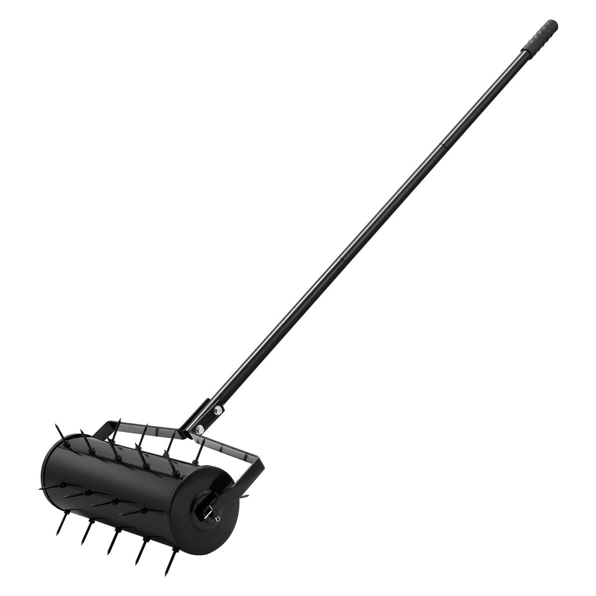 Rolling Lawn Aerator, 18-inch Heavy-Duty Manual Rolling Aerator Lawn with Detachable Handle and 27 Iron Spikes, Rolling Lawn Aeration Tool for Garden Patio Yard Compacted Soils and Lawns, Black
