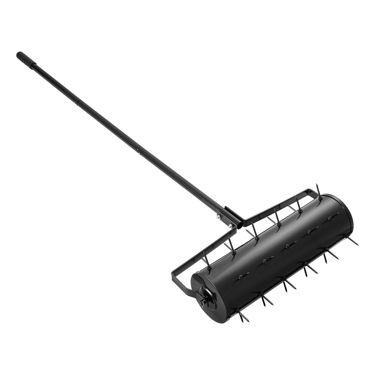 Rolling Lawn Aerator, 21-inch Heavy-Duty Manual Rolling Aerator Lawn with Detachable Handle and 33 Iron Spikes, Rolling Lawn Aeration Tool for Garden Patio Yard Compacted Soils and Lawns, Black