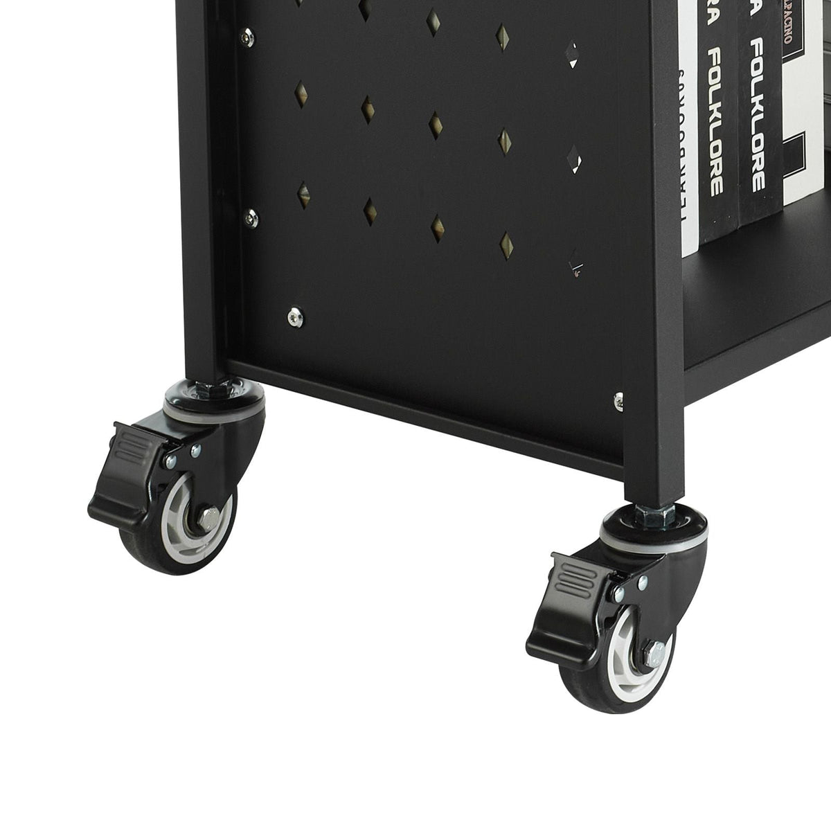 Rolling Library Book Cart, 330 lbs Capacity, 30.3 x 15 x 48.0-Inch Library Cart, Single Sided L-Shaped Shelves with 3-Inch Lockable Wheels, Book Truck for Home Shelves Office and School, Black