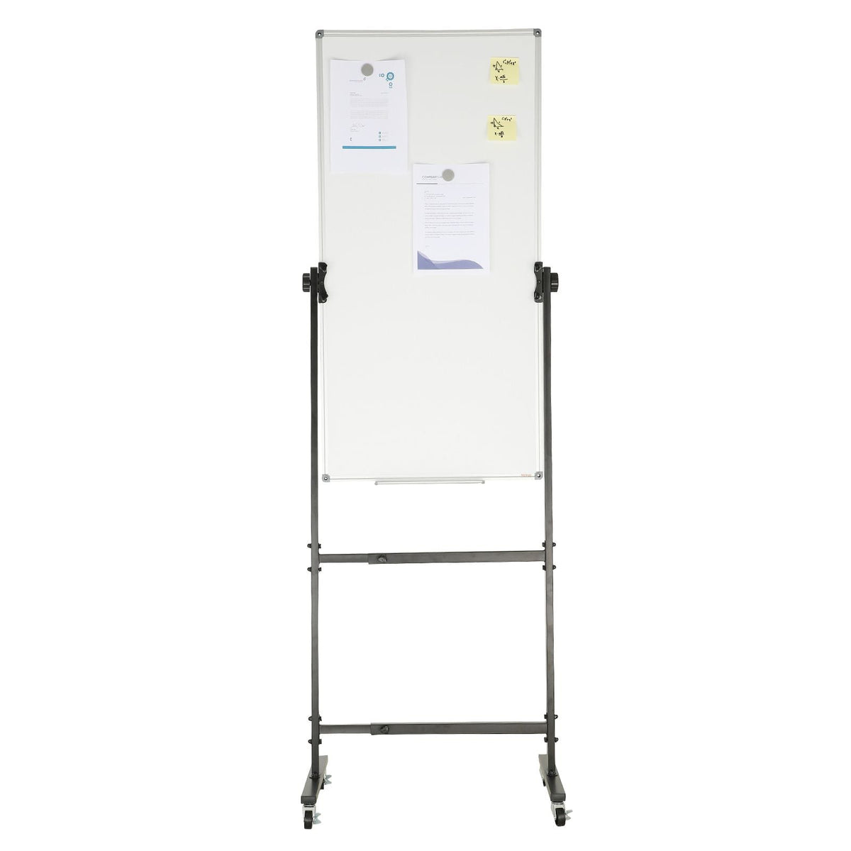 Rolling Magnetic Whiteboard, Double-sided Mobile Whiteboard 24x48 Inches, Adjustable Height Dry Erase Board with Wheels, 1 Magnetic Erase & 3 Dry Erase Markers & Movable Tray for Office School