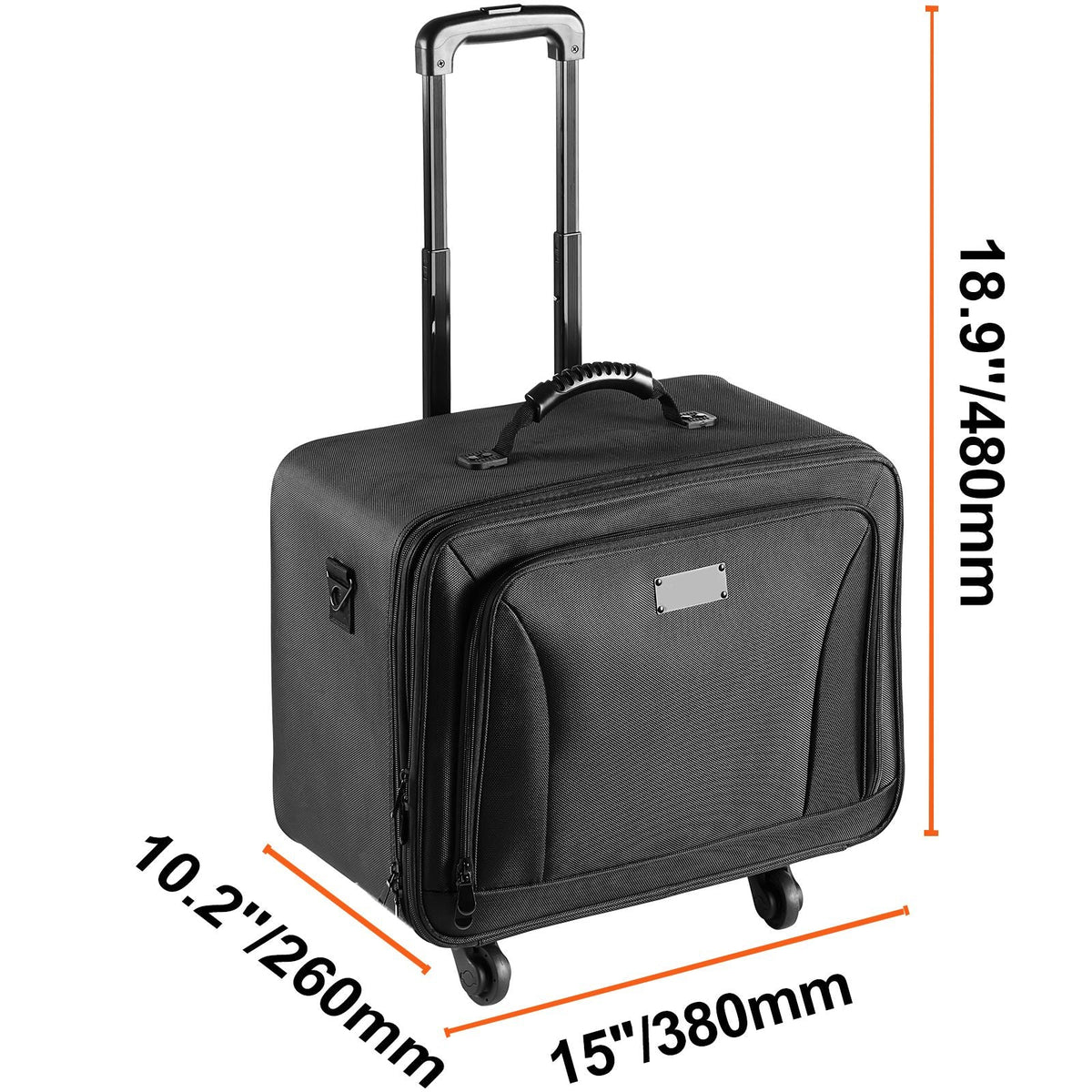 Rolling Makeup Train Case Large Storage 3 Tiers, Convenient Carry With Handle, Wheels, Strap, Professional Makeup Storage Organizer Box Make Up Carrier Waterproof Oxford, Black