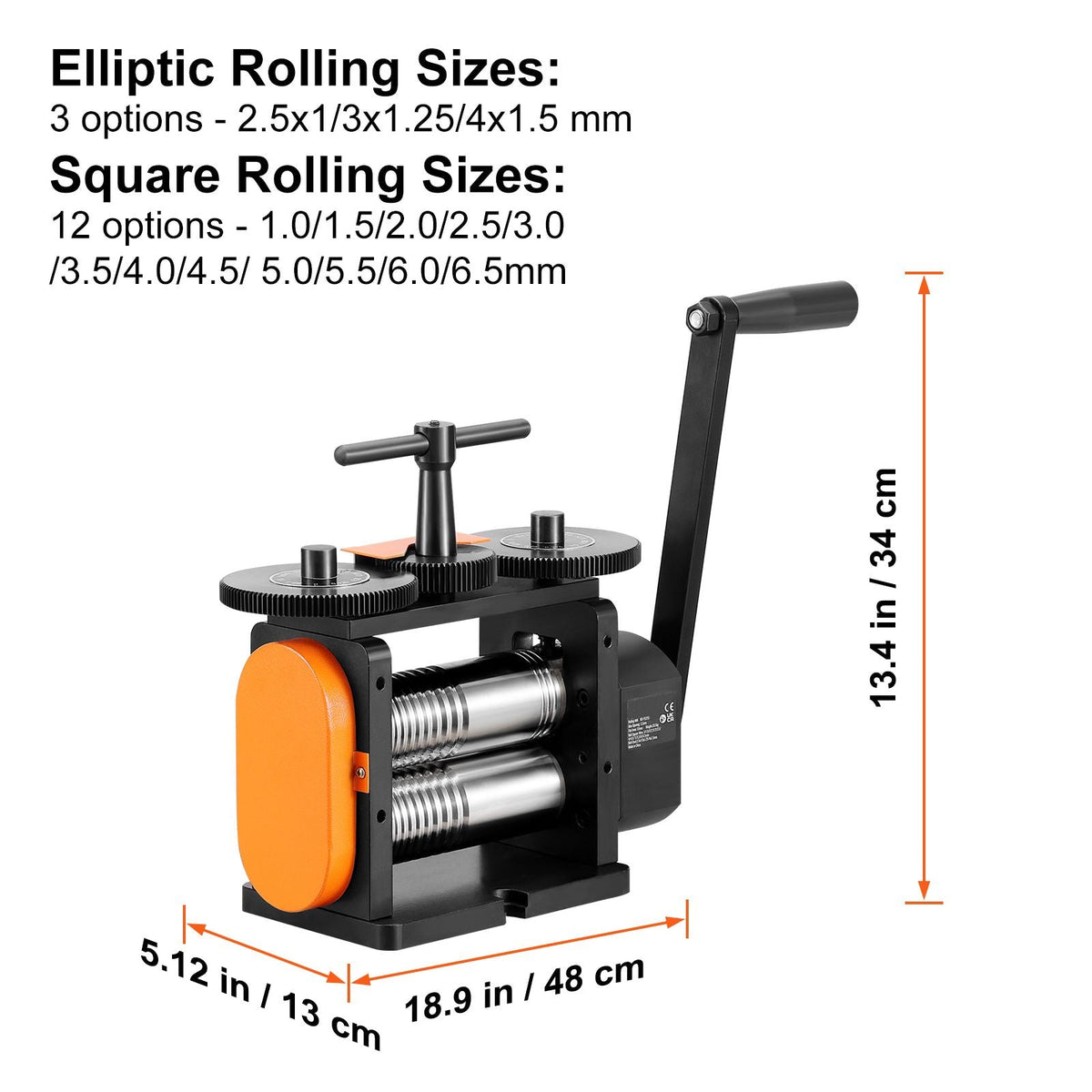 Rolling Mill, 2.24"/57 mm Jewelry Rolling Mill Machine, 1: 2 Gear Ratio, 3-in-1 Multi-function Rolling Mill, 0-5.5 mm Press Thickness for Metal Jewelry Making Sheet Square Wire Elliptical