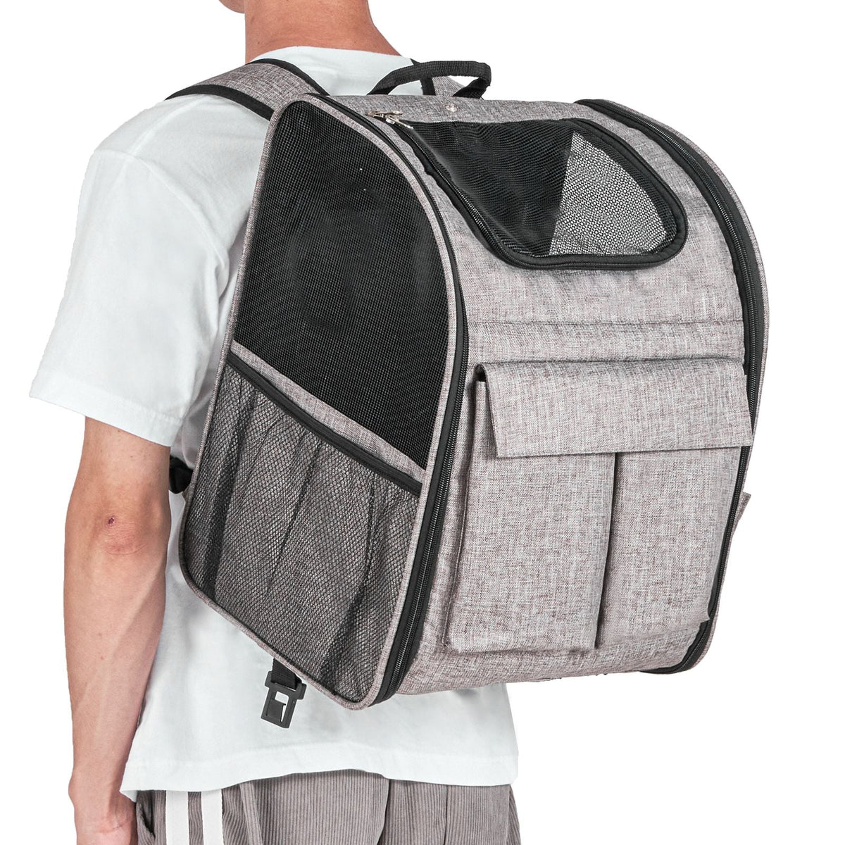 Rolling Pet Carrier Backpack with Removable Wheels for Under 18LBS, Large Soft Sided Wheeled Dog Carrier Cat Travel Carrier Airline Approved for Small Dogs and Medium Cats with Upgraded Wheels
