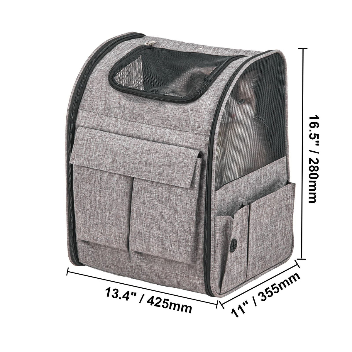 Rolling Pet Carrier Backpack with Removable Wheels for Under 18LBS, Large Soft Sided Wheeled Dog Carrier Cat Travel Carrier Airline Approved for Small Dogs and Medium Cats with Upgraded Wheels