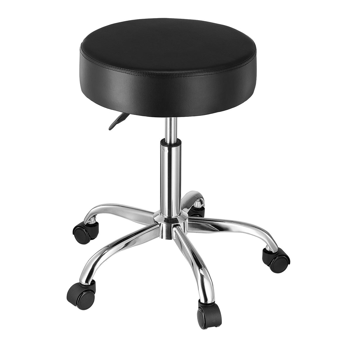 Rolling Stool with Wheels, 450 LBS Weight Capacity Round Rolling Stool Chair, Height Adjustable Thickened PU Leather Swivel Stool for Salon, Spa, Massage, Tattoo, Clinic, Black
