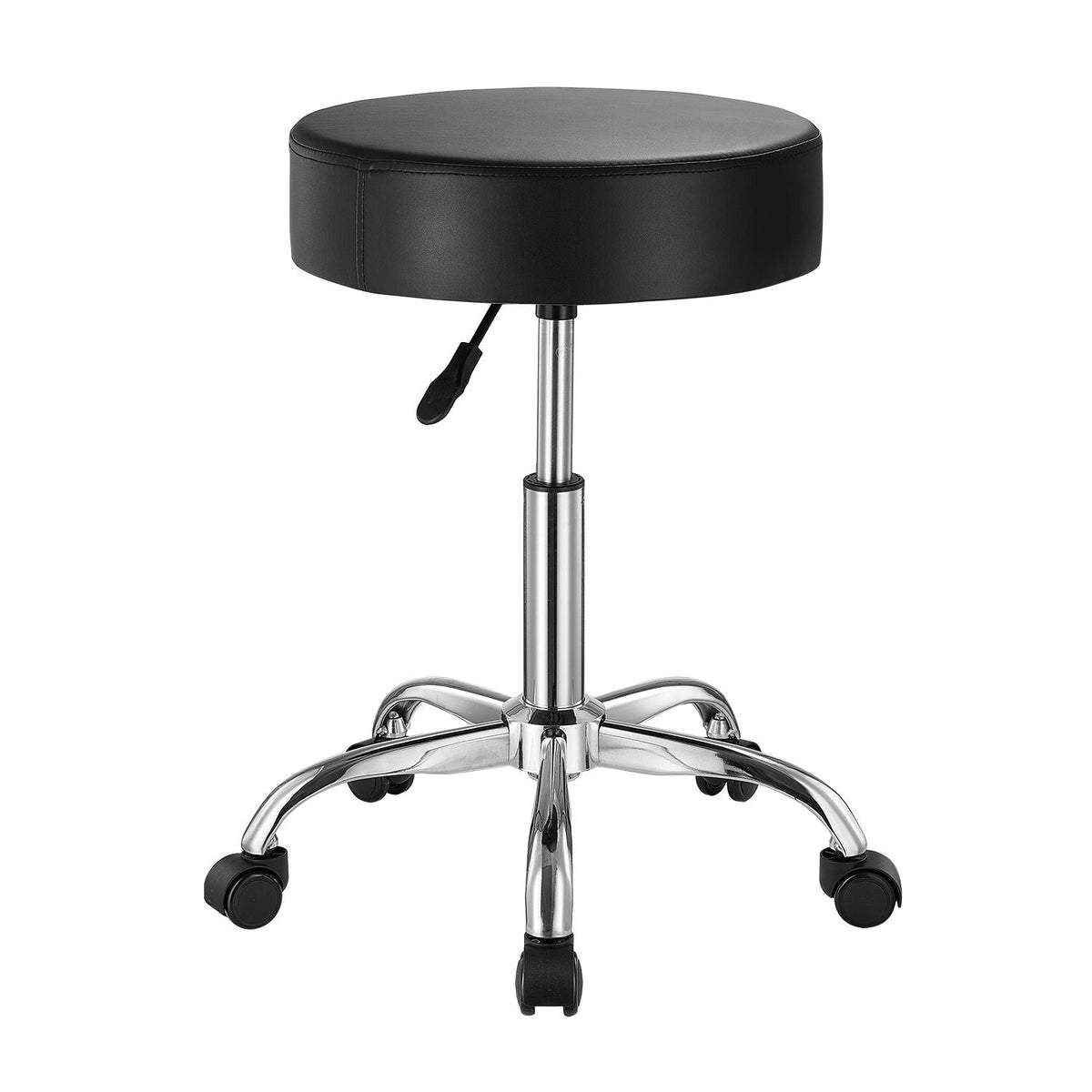 Rolling Stool with Wheels, 450 LBS Weight Capacity Round Rolling Stool Chair, Height Adjustable Thickened PU Leather Swivel Stool for Salon, Spa, Massage, Tattoo, Clinic, Black