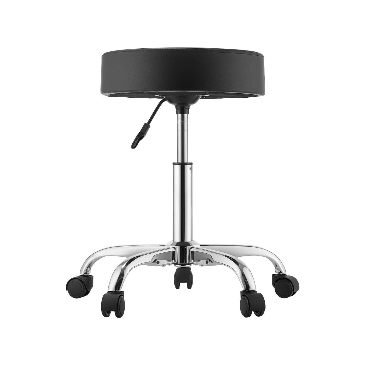 Rolling Stools with Wheels, Set of 2, 500 lbs Weight Capacity, Height Adjustable, Thick Cushion Ergonomic PU Leather Seat, 360° Swivel Round Rolling Stool Chair for Salon, Spa, Clinic, Black
