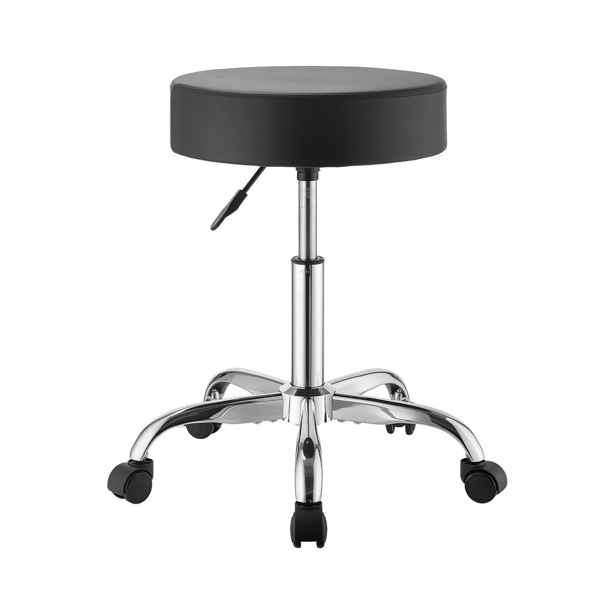 Rolling Stools with Wheels, Set of 2, 500 lbs Weight Capacity, Height Adjustable, Thick Cushion Ergonomic PU Leather Seat, 360° Swivel Round Rolling Stool Chair for Salon, Spa, Clinic, Black