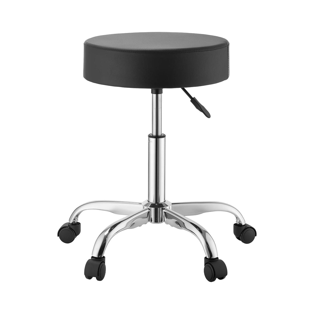 Rolling Stools with Wheels, Set of 2, 500 lbs Weight Capacity, Height Adjustable, Thick Cushion Ergonomic PU Leather Seat, 360° Swivel Round Rolling Stool Chair for Salon, Spa, Clinic, Black