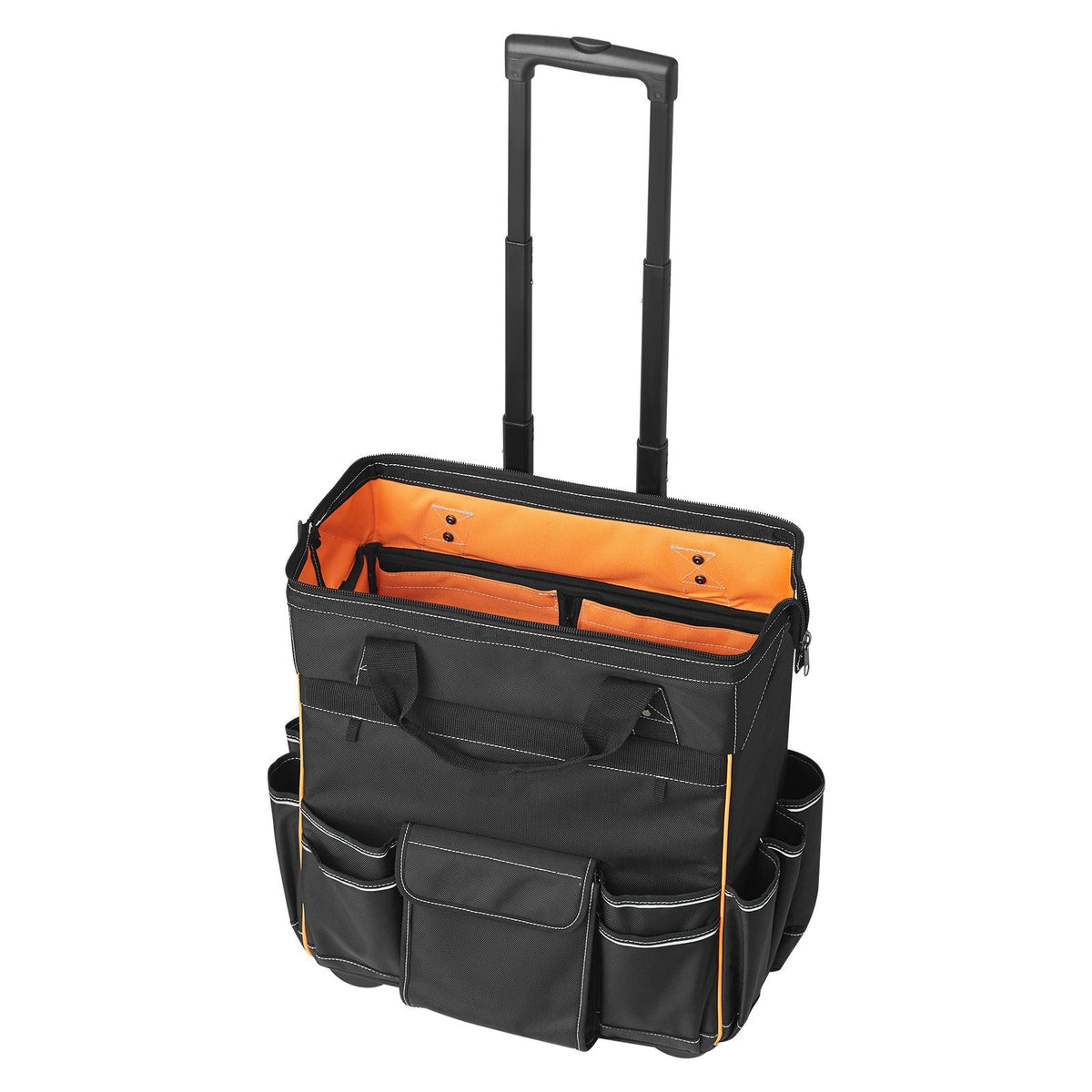 Rolling Tool Bag, 110 lbs Load Capacity, 25 Pockets Heavy Duty Roller Tool Bag with Adjustable Telescoping Handle & Stable Base, Toolbag Organizers with Wheels for Electrician, Construction