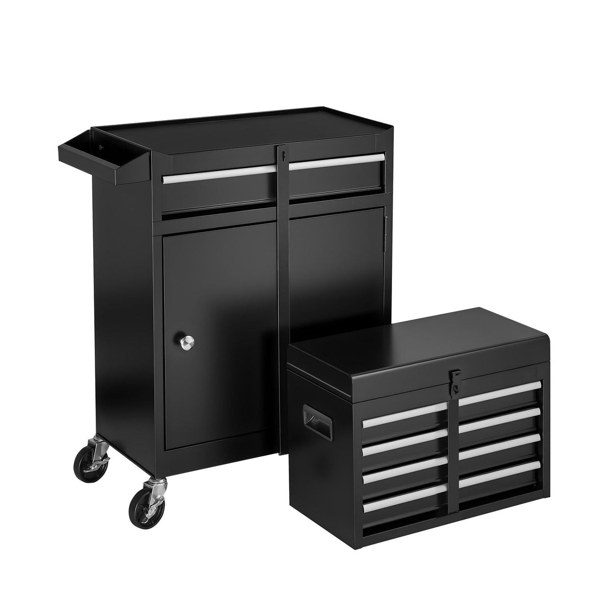 Rolling Tool Chest, 2-in-1 Design, 5 Drawers Tool Cabinet Organizer with Detachable Top Metal Toolbox, Lock Bar, Protective Liner, and Tools Rack, Garage Storage Cabinet for Warehouse, Workshop