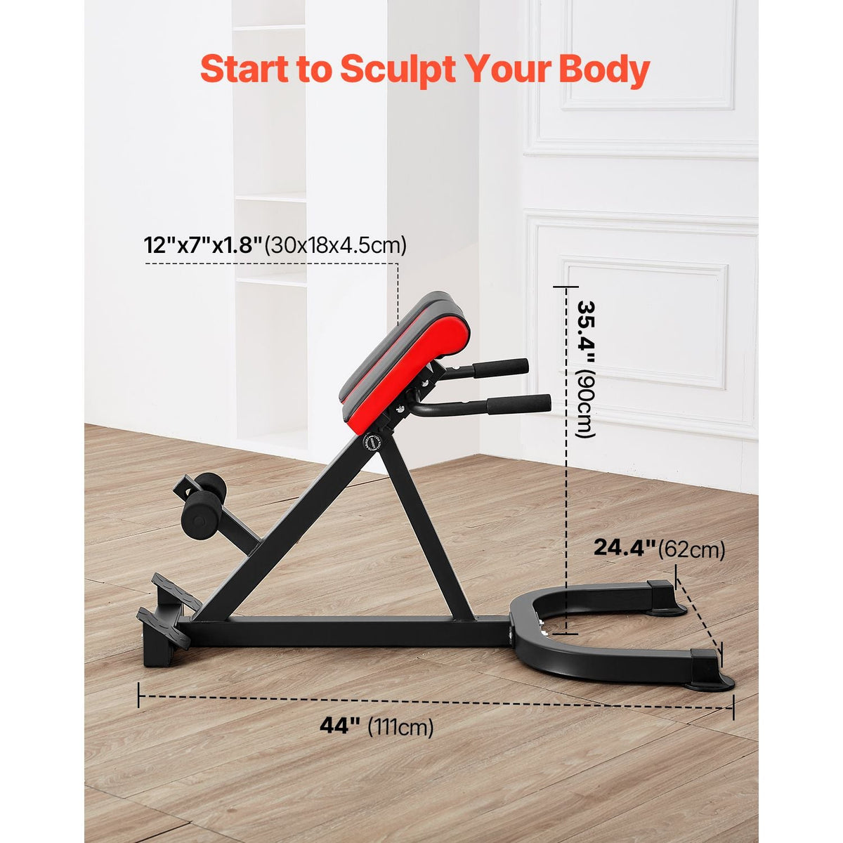 Roman Chair Hyperextension Bench, 300 lbs Adjustable Extension Machine, Multi-Function Exercise Equipment for Glute, Hamstring, Lower Back, and Ab Workout, Fitness Weight Bench for Home Gym
