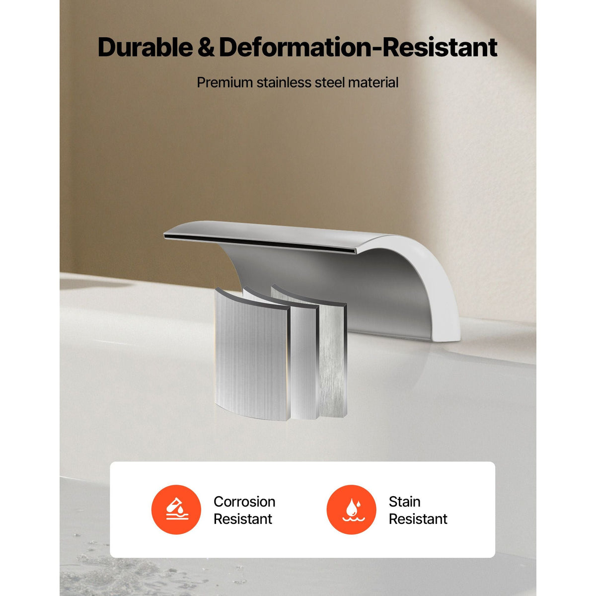 Roman Tub Faucet, 3 Hole Waterfall Bathtub Faucet, Bath Tubs Faucets Set with 2 Handles, Deck Mount Bath Tub Faucets Set for Adult Bathing, Silver, Waterfall Spout Design, Temperature Control