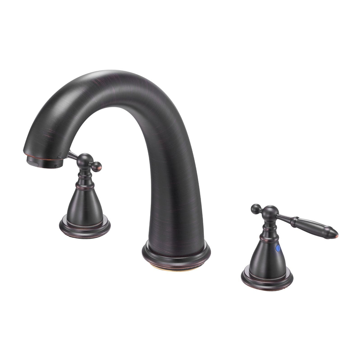 Roman Tub Faucet, 3 Hole Waterfall Bathtub Faucet, Gooseneck Bath Tubs Faucets Set with 2 Handles, Roman Tub Faucets Deck Mount for Pet Washing, Adult Bathing, Bronze, Temperature Control