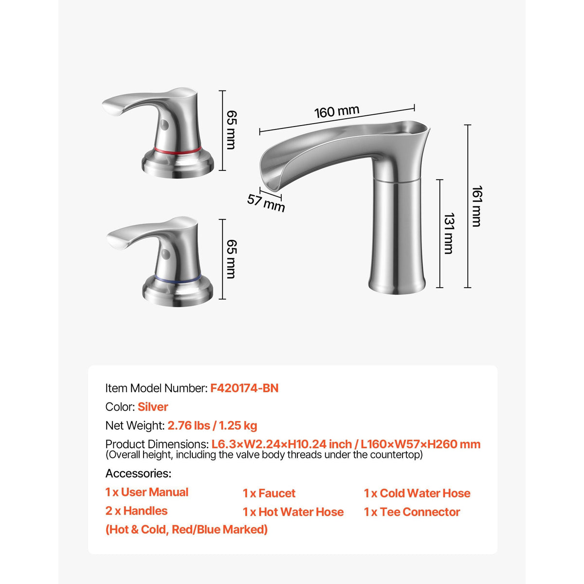 Roman Tub Faucet, 3 Hole Waterfall Bathtub Faucet, Zinc Alloy Bath Tubs Faucets Set with 2 Handles, Deck Mount Bath Tub Faucets Set for Pet Washing, Adult Bathing, Silver, Hot & Cold Control