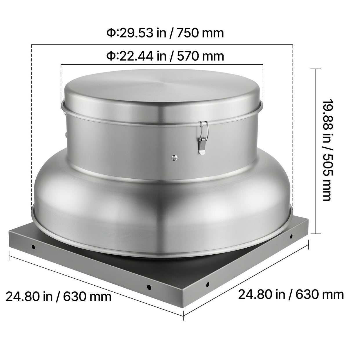 Roof Exhaust Fan, Attic Vent Fan with High-Power Motor, 24.8inch Fan Base Heavy-Duty Aluminum Alloy, Speed Control Adjustable Airflow 4000/5000CFM, Compact for Garage,Kitchen,Bathroom,Silver