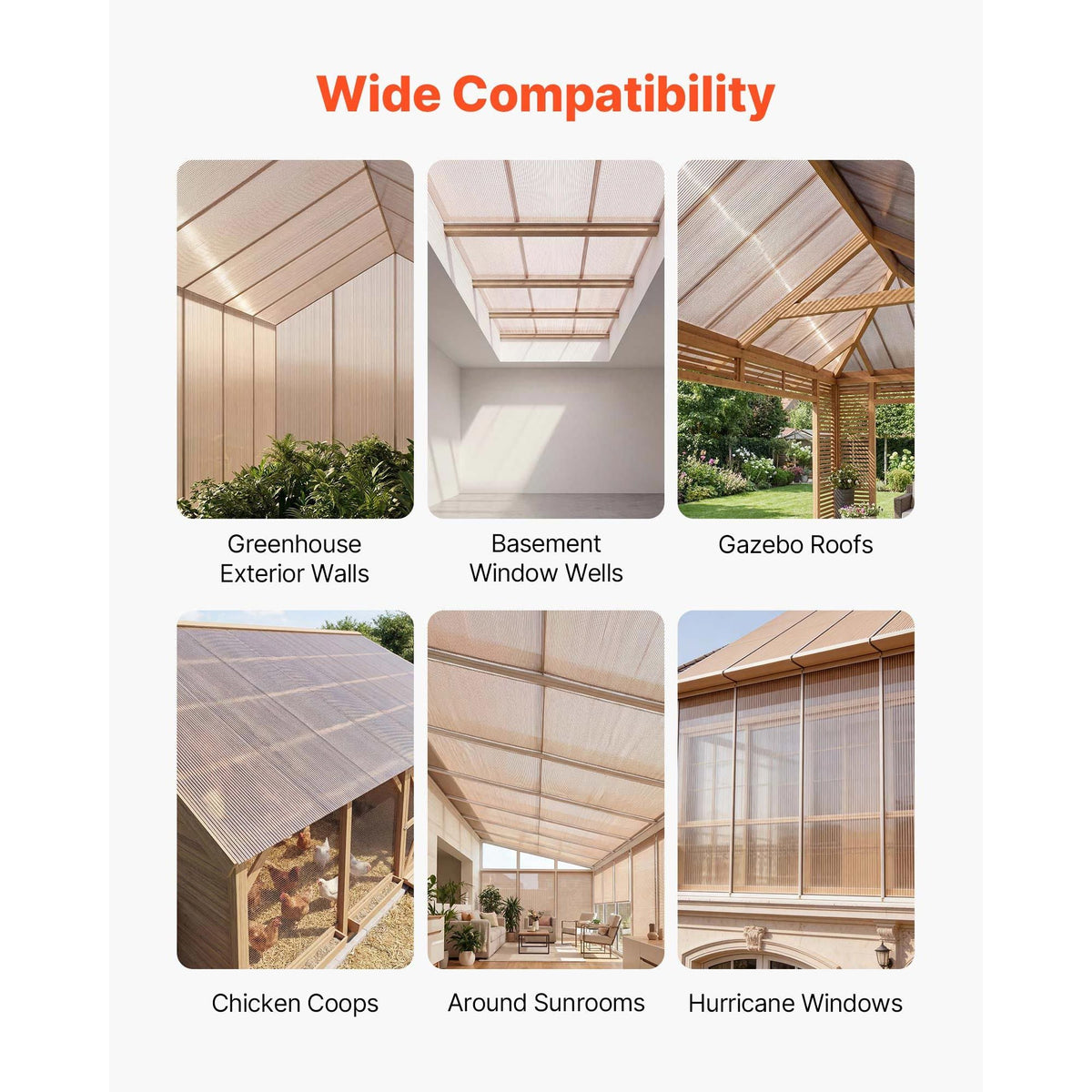 Roof Panels, 12Pcs Polycarbonate Roofing Panels Double Layer, High Impact Corrugated Plastic Greenhouse Replacement Cover, Waterproof for Gazebos, Chicken Coops, Home, Garden (5' x 2' x 0.24")