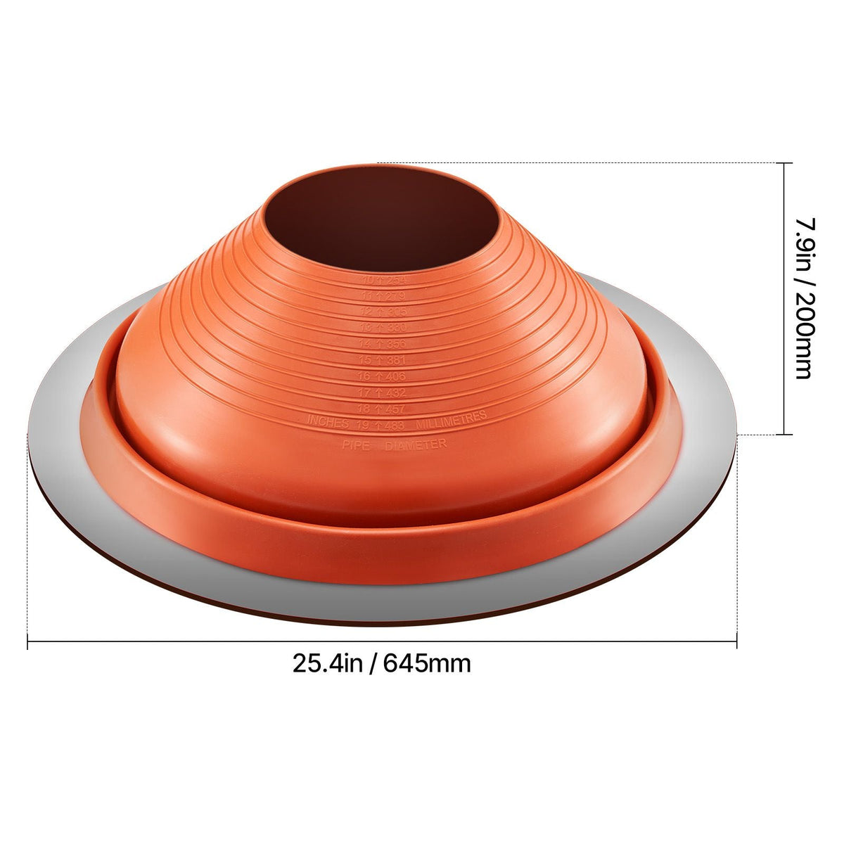 Roof Pipe Flashing Boot, Fit Pipe OD 10" to 19", Flexible Silicone Roofing Jack Pipe Flashing, High Temp -101 Fahrenheit to 437 Fahrenheit, Lasting Round Red Metal Base
