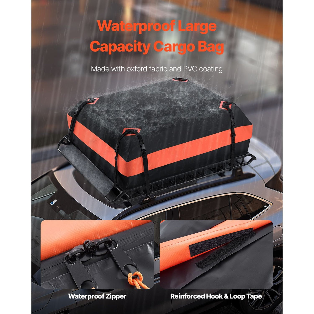 Roof Rack Basket, 51 x 36 x 4.1 in, Universal Rooftop Cargo Carrier with 1120 x 870 x 260 mm Cargo Bag, Net, Ratchet Straps, 200 lbs Max Load Capacity Car Top Luggage Holder, for SUV Truck Car
