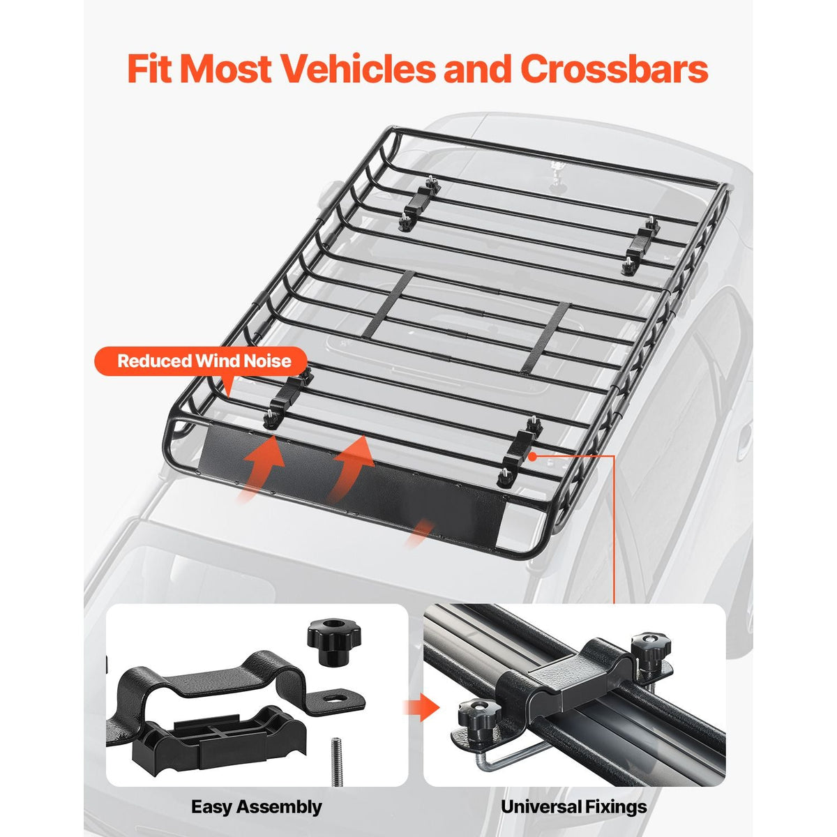 Roof Rack Basket, 51 x 36 x 4.1 in, Universal Rooftop Cargo Carrier with 1120 x 870 x 260 mm Cargo Bag, Net, Ratchet Straps, 200 lbs Max Load Capacity Car Top Luggage Holder, for SUV Truck Car