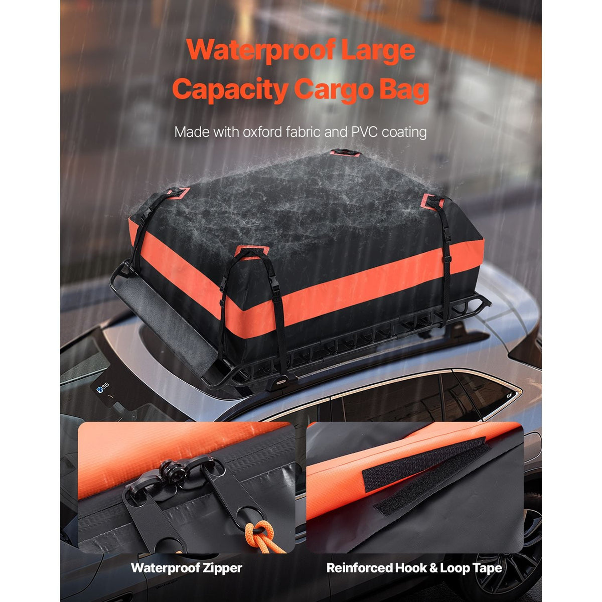 Roof Rack Basket, 51 x 36 x 4.1 in, Universal Rooftop Cargo Carrier with 1120 x 870 x 260 mm Cargo Bag, Net, Ratchet Straps, 200 lbs Max Load Capacity Car Top Luggage Holder, for SUV Truck Car