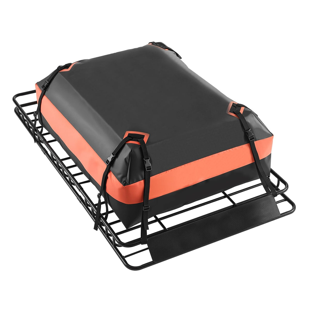 Roof Rack Basket, 64 x 39 x 4.1 in, Universal Rooftop Cargo Carrier with 44.1 x 34.3 x 10.2 in Cargo Bag, Net, Ratchet Straps, 250 lbs Max Load Capacity Car Top Luggage Holder, for SUV Truck Car