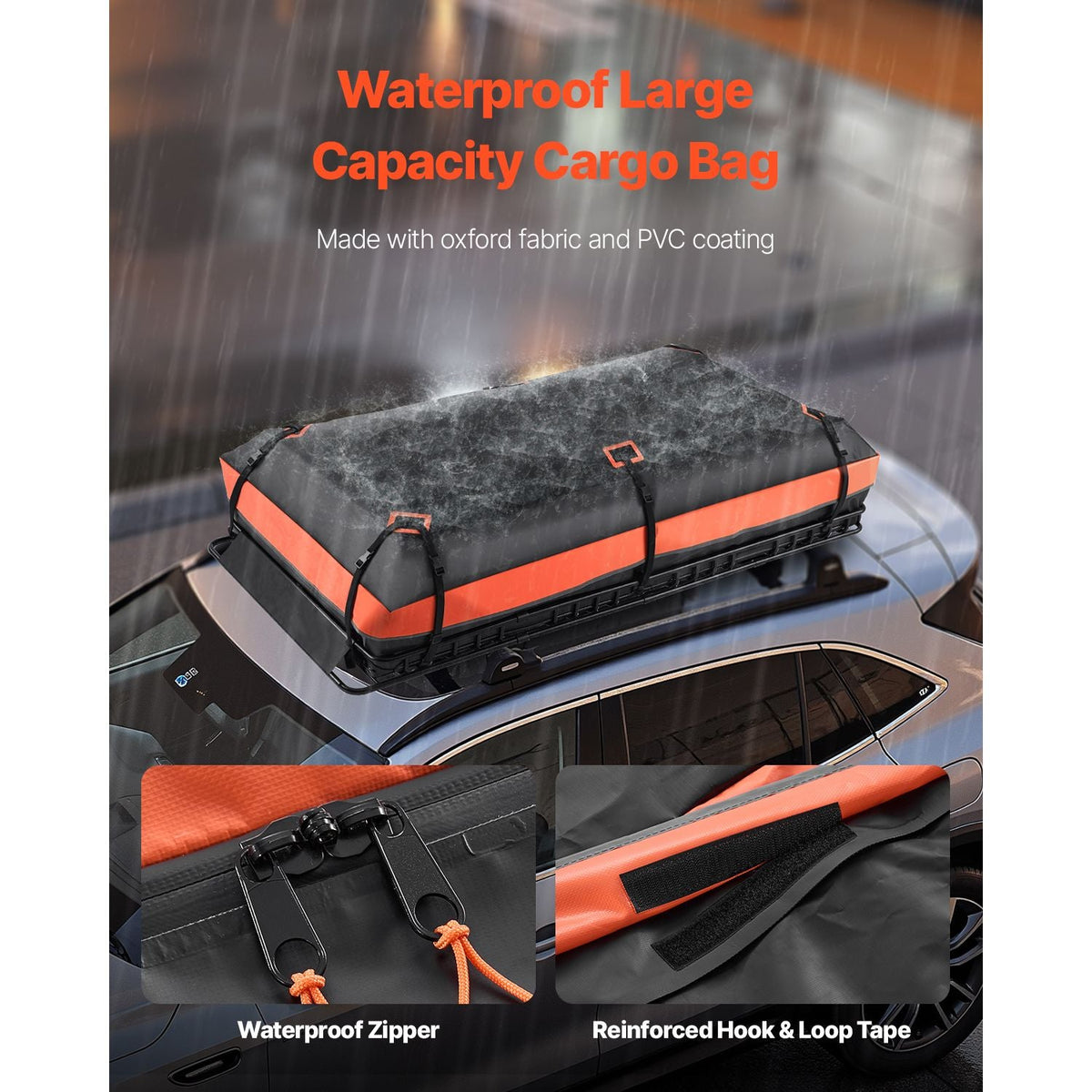 Roof Rack Basket, 84 x 39 x 4.1 in, Universal Rooftop Cargo Carrier with 7.9 x 3.9 x 10.2 in Cargo Bag, Net, Ratchet Straps, 250 lbs Max Load Capacity Car Top Luggage Holder, for SUV Truck Car