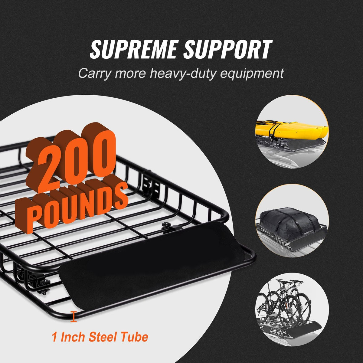 Roof Rack Cargo Basket, 46" x 36" x 4.5" Rooftop Cargo Carrier, Heavy-duty 200 LBS Capacity Universal Roof Rack Basket, Luggage Holder for SUV, Truck, Vehicle