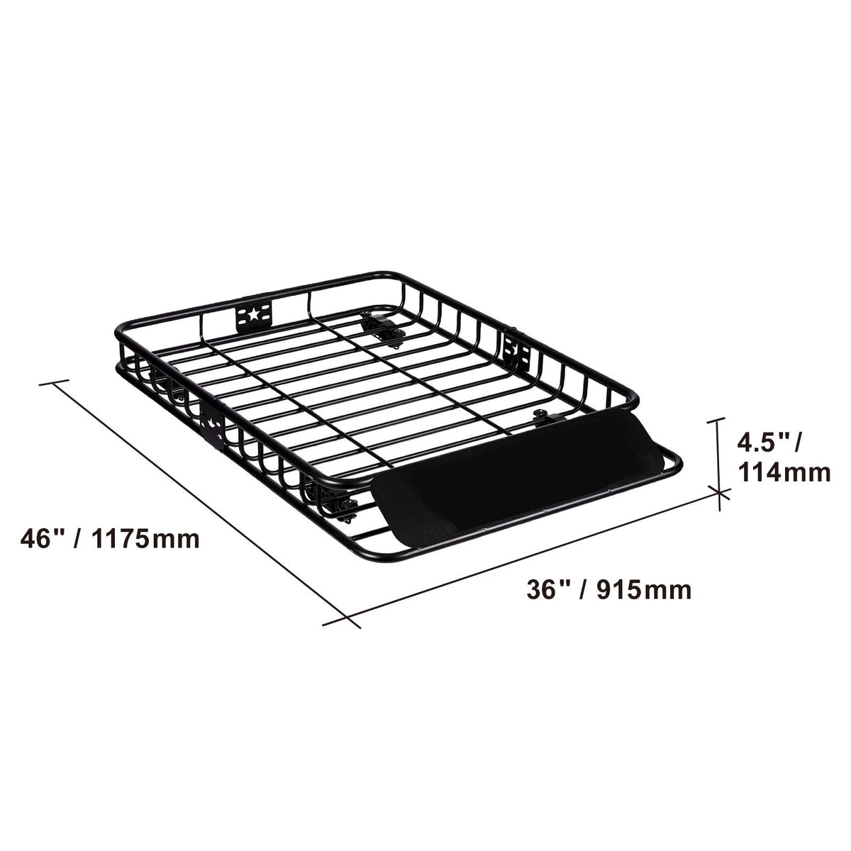 Roof Rack Cargo Basket, 46" x 36" x 4.5" Rooftop Cargo Carrier, Heavy-duty 200 LBS Capacity Universal Roof Rack Basket, Luggage Holder for SUV, Truck, Vehicle