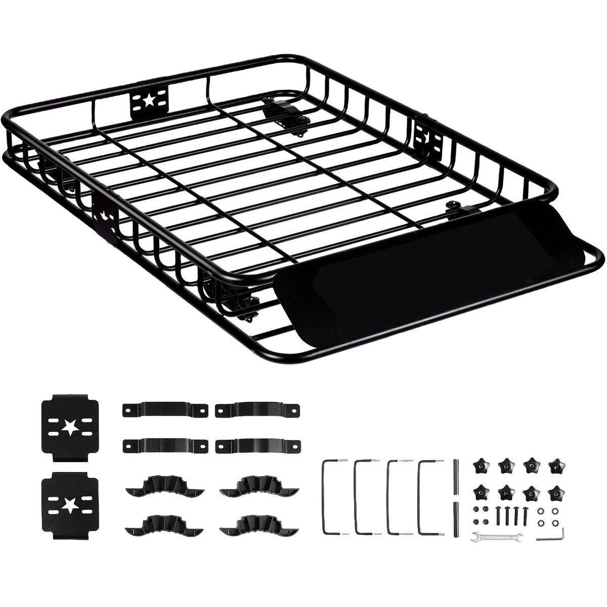 Roof Rack Cargo Basket, 46" x 36" x 4.5" Rooftop Cargo Carrier, Heavy-duty 200 LBS Capacity Universal Roof Rack Basket, Luggage Holder for SUV, Truck, Vehicle
