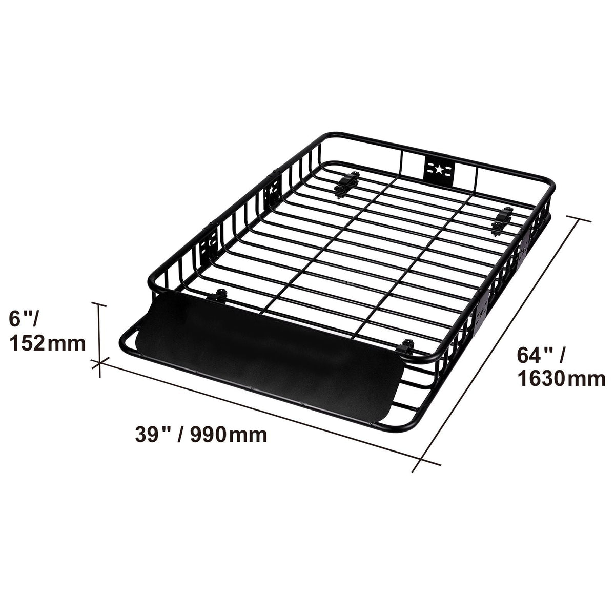 Roof Rack Cargo Basket, 64" x 39" x 6" Rooftop Cargo Carrier with Extension, Heavy-duty Steel 200 LBS Capacity Universal Roof Rack Basket, Luggage Holder for SUV, Truck
