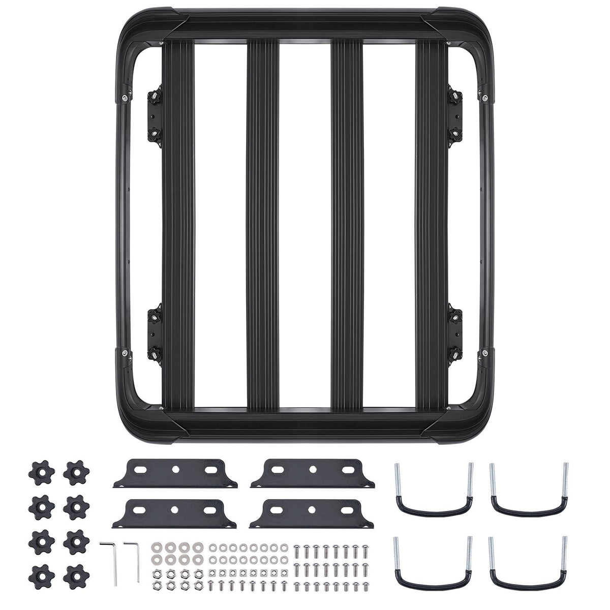 Roof Rack Cargo Carrier, 48 x 40 x 5.6 in, Universal Rooftop Cargo Basket, Car Top Luggage Holder with 150 lbs Max Load Capacity, 4.1 in Fence, Anti-Rust Alloy Steel, Wind Fairing, for SUV Car