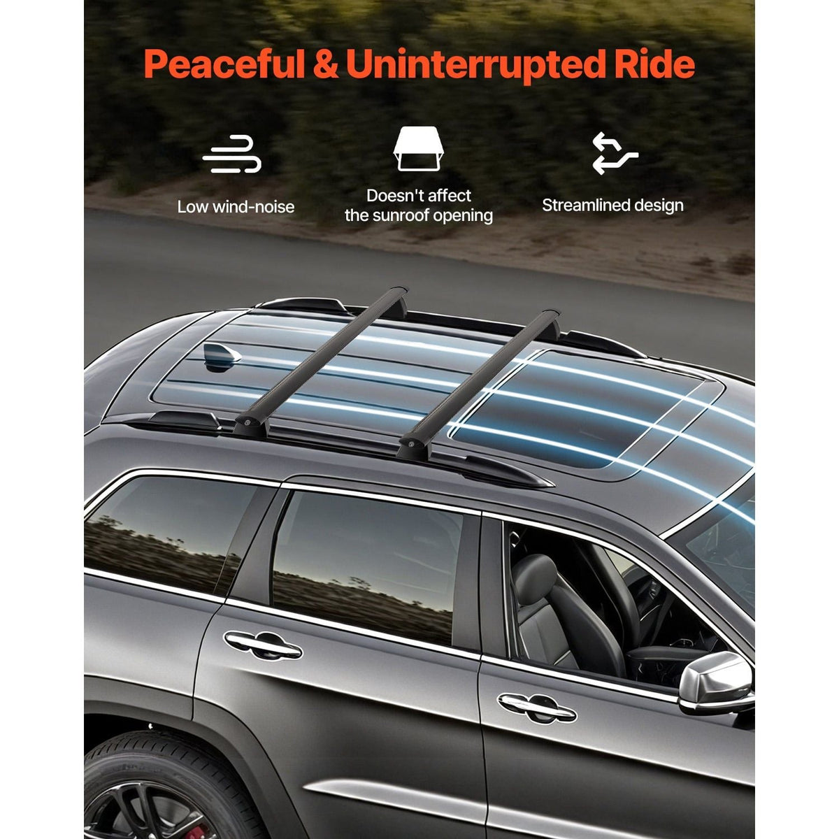 Roof Rack Cross Bars, Fits Jeep Grand Cherokee 2011-2021 (With Grooved Side Rails), 200 LBS Capacity, Lockable Heavy Duty Aluminum Crossbar Racks Roof Rail Rooftop Luggage Canoe