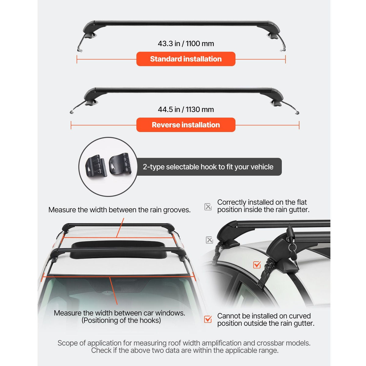 Roof Rack Cross Bars, Universal Fit for Naked Roofs Without Raised Rails/Flush Rail/Black Moldings, 165 LBS Capacity, Lockable Heavy Duty Aluminum Crossbar Racks Roof Rail Rooftop Luggage Canoe