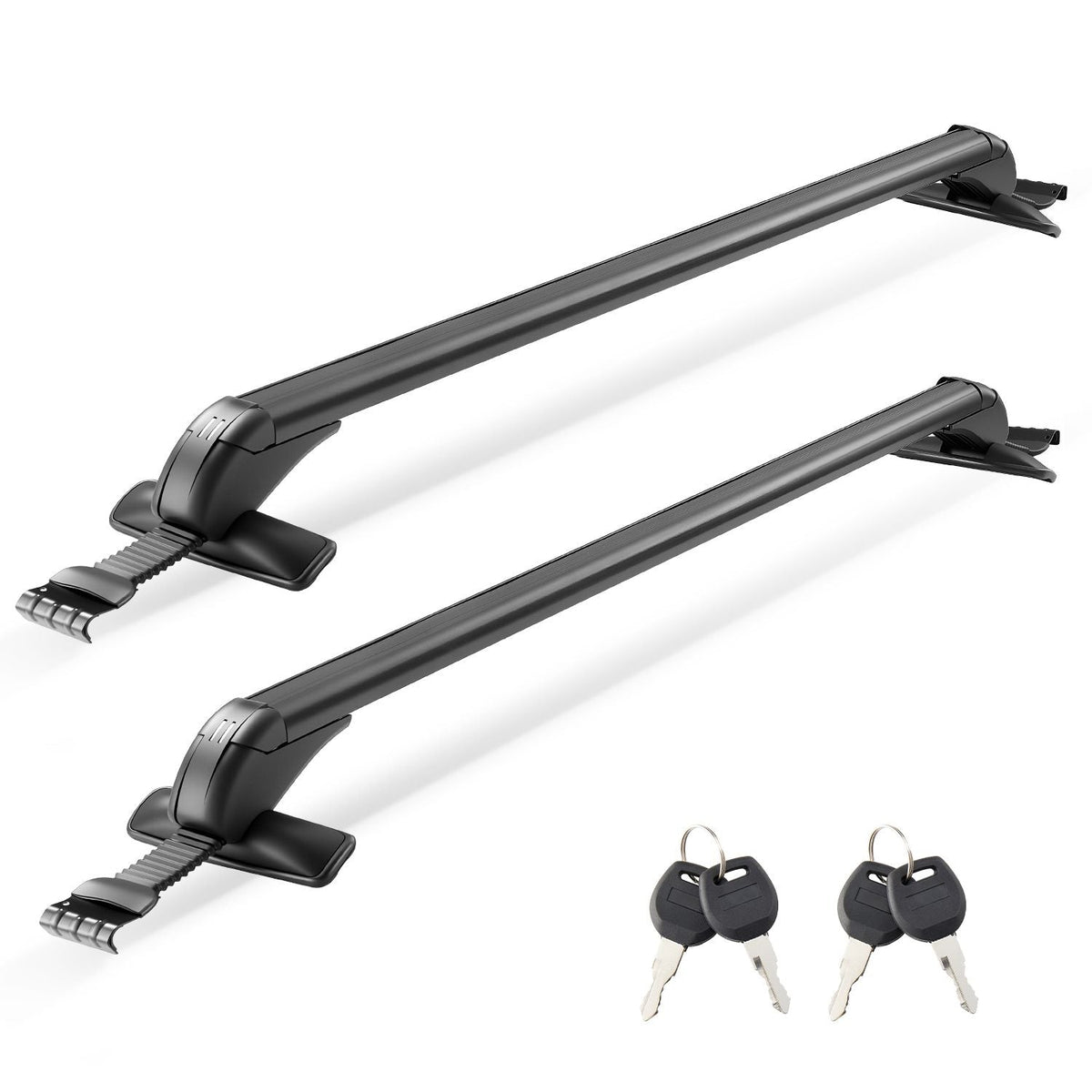 Roof Rack Cross Bars, Universal Fit for Naked Roofs Without Raised Rails/Flush Rail/Black Moldings, 165 LBS Capacity, Lockable Heavy Duty Aluminum Crossbar Racks Roof Rail Rooftop Luggage Canoe