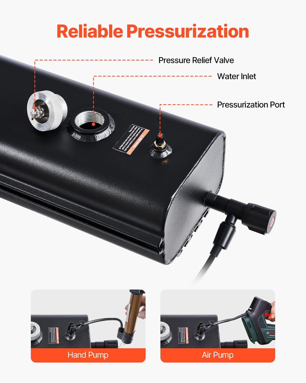 Roof Rack Water Tank, 4 Gal, Multi-Dispensing Outdoor Tank with 2 Splash-Guard Panels & T-slot, High-Capacity Aluminum Tank with Pressurization Port, Fit for Trunks, Roll Bars, Crossbars