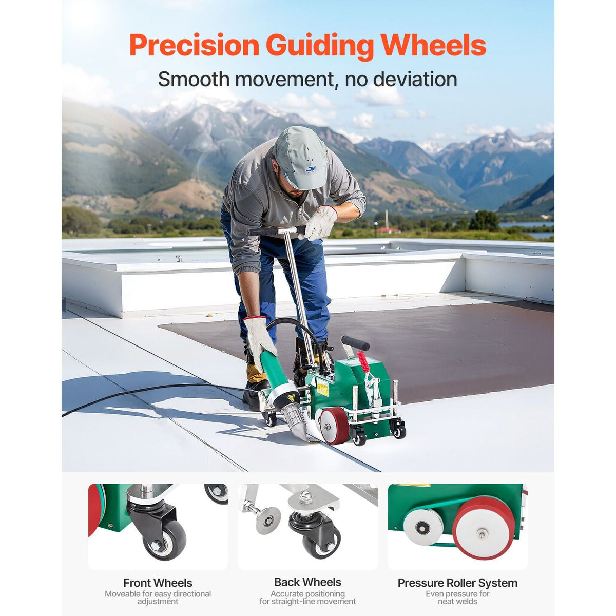 Roofing Hot Air Welder, 3400W 220V High Power Plastic PVC TPO Welding Machine - 1.57in Welding Width, 0.04-0.08 in Thickness, 68-1202 F Heat Roofing Welding Tool, for Waterproofing Advertising