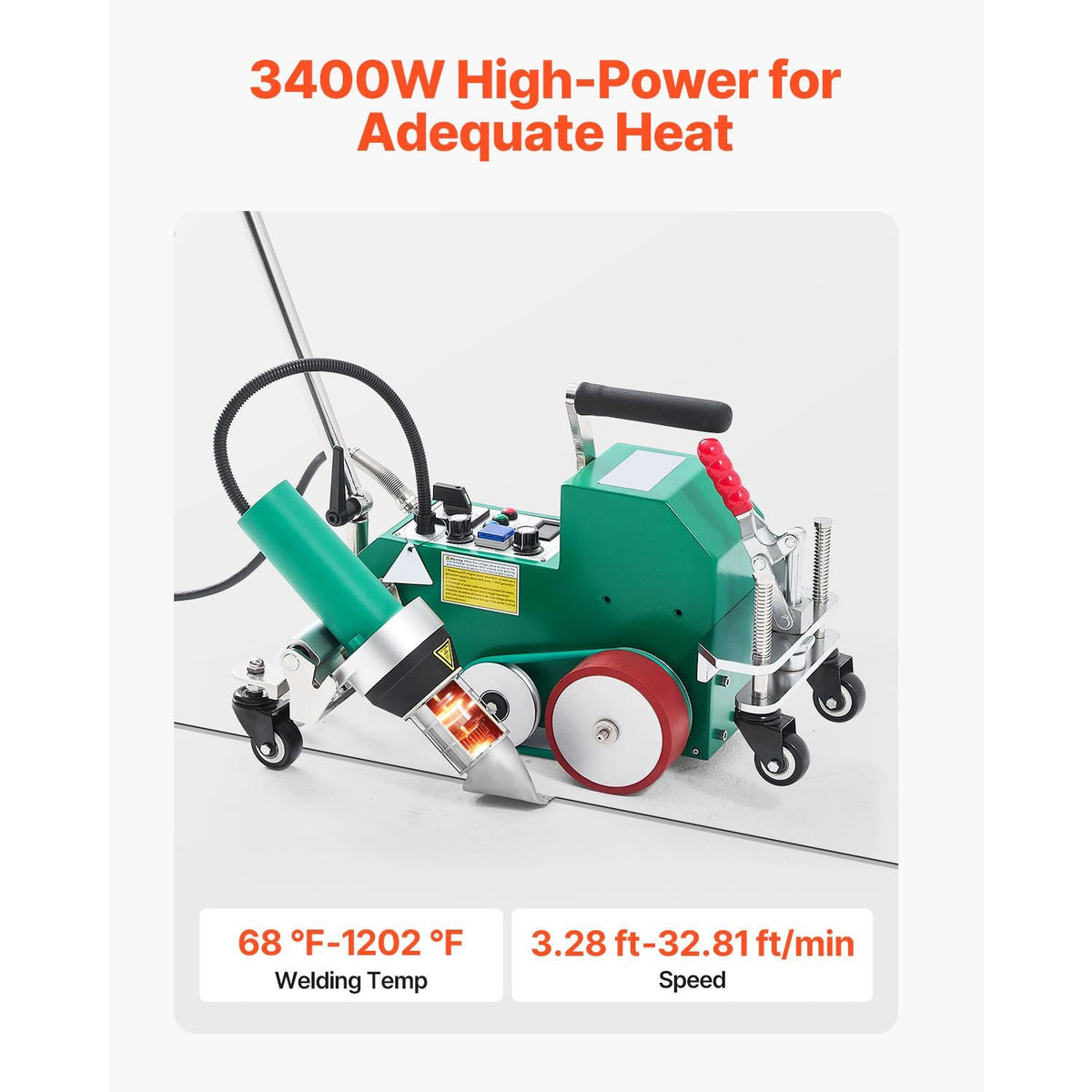 Roofing Hot Air Welder, 3400W 220V High Power Plastic PVC TPO Welding Machine - 1.57in Welding Width, 0.04-0.08 in Thickness, 68-1202 F Heat Roofing Welding Tool, for Waterproofing Advertising