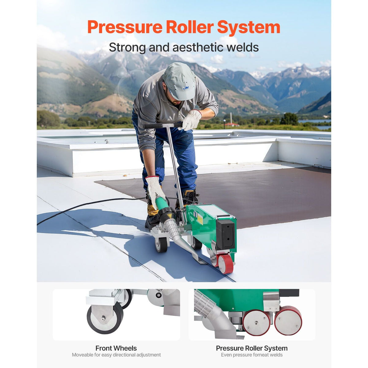 Roofing Hot Air Welder, 4200W 220V High Power Plastic PVC TPO CPE Welding Machine - 1.57" Welding Width 0.04-0.12" Thickness, 68 Fahrenheit-1202 Fahrenheit Heat Roofing Welding Tool